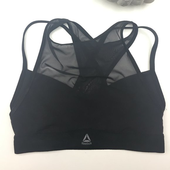 Black Mesh Reebok Sports Bra - Picture 1 of 3